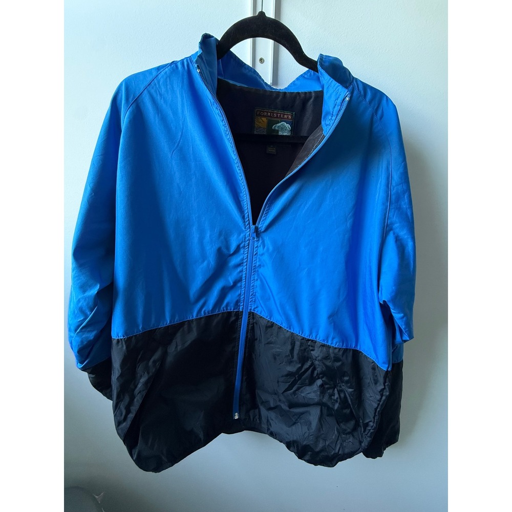 Forresters Sportech Packable Rain Jacket Mens Medium Blue Black Windbreaker Zip
